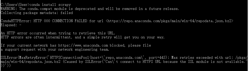 anaconda创建环境失败出现http问题