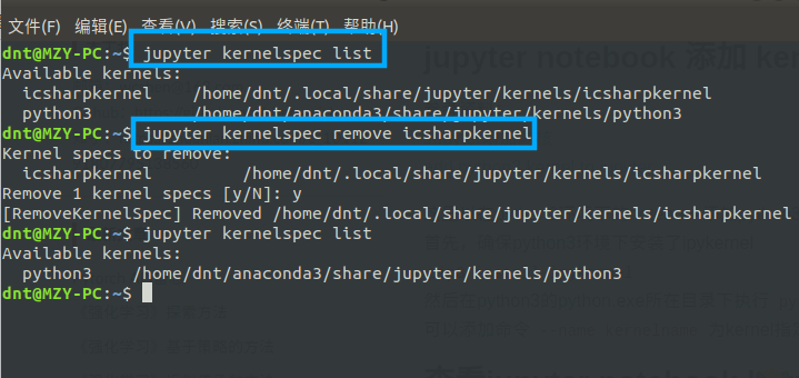 怎么删除jupyter里面的kernel？
