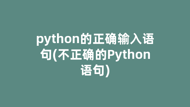 python的正确输入语句(不正确的Python语句)