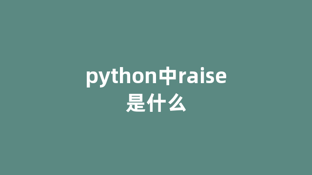 python中raise是什么