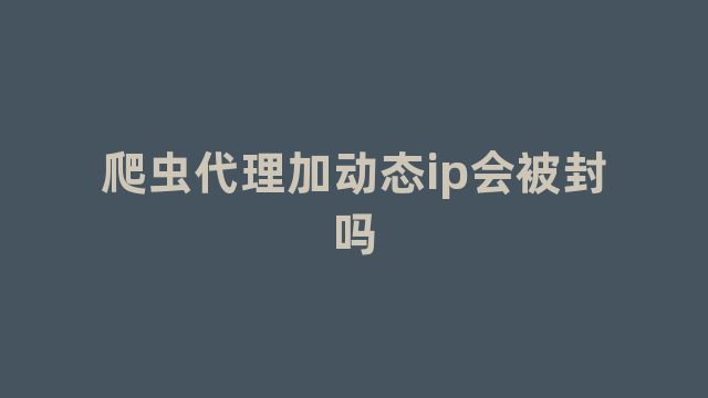 爬虫代理加动态ip会被封吗