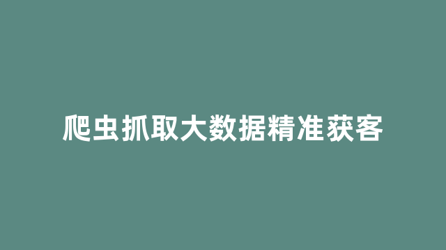 爬虫抓取大数据精准获客