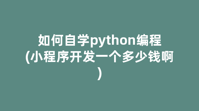 如何自学python编程(小程序开发一个多少钱啊)