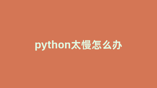 python太慢怎么办