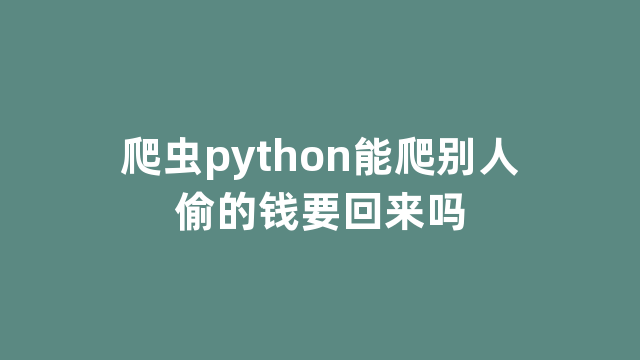 爬虫python能爬别人偷的钱要回来吗