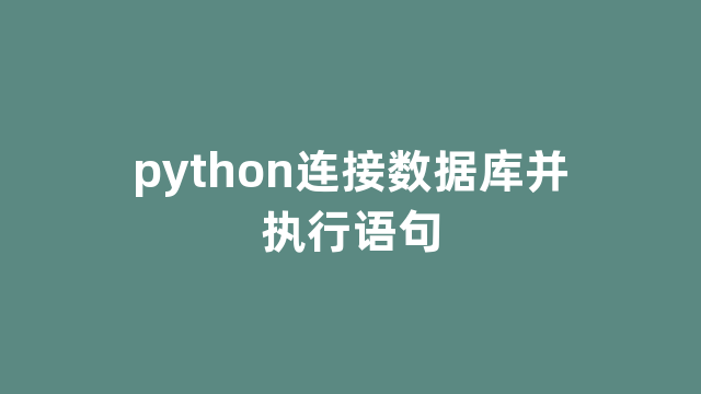 python连接数据库并执行语句