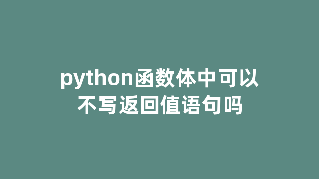 python函数体中可以不写返回值语句吗