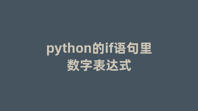 python的if语句里数字表达式