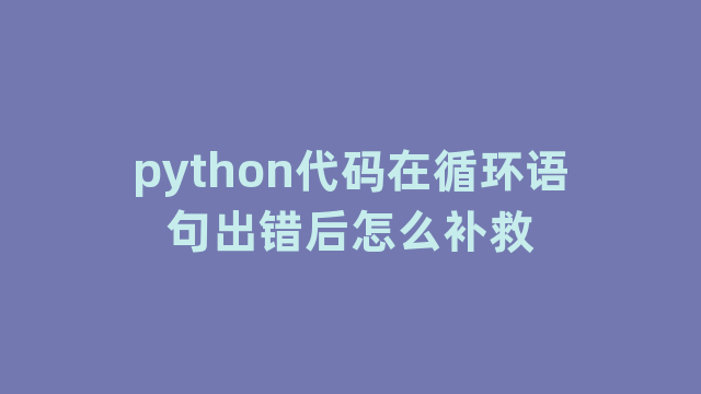 python代码在循环语句出错后怎么补救