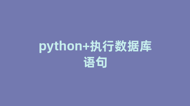 python+执行数据库语句