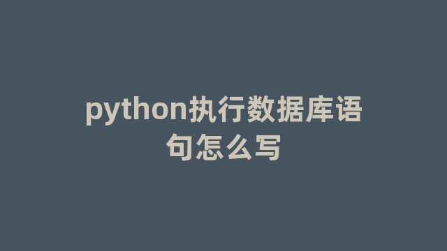 python执行数据库语句怎么写