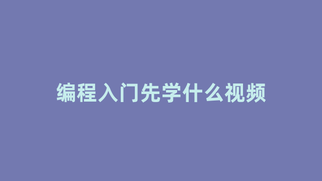 编程入门先学什么视频