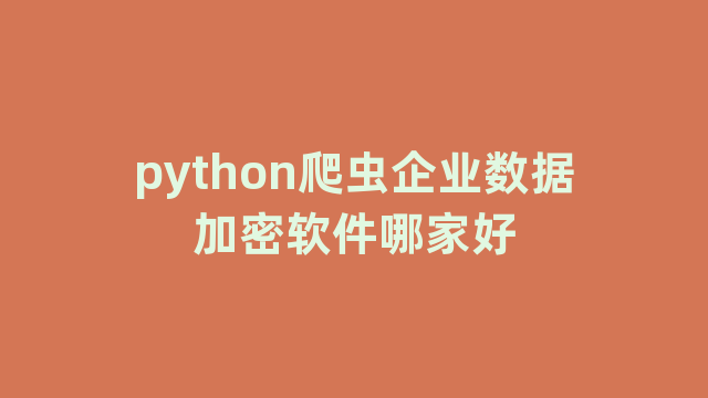 python爬虫企业数据加密软件哪家好