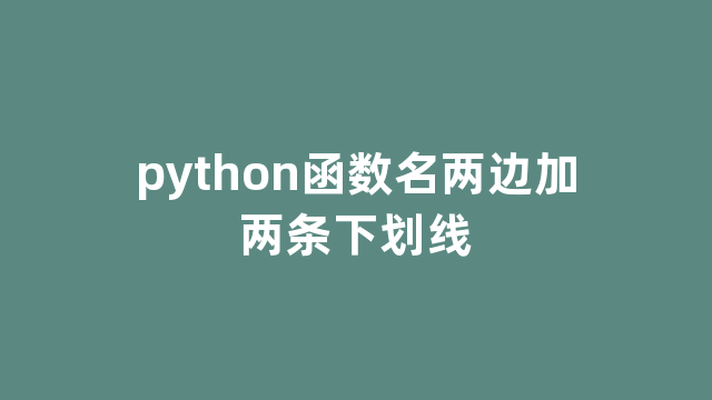 python函数名两边加两条下划线