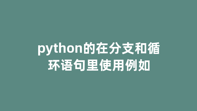 python的在分支和循环语句里使用例如