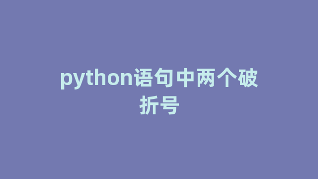 python语句中两个破折号