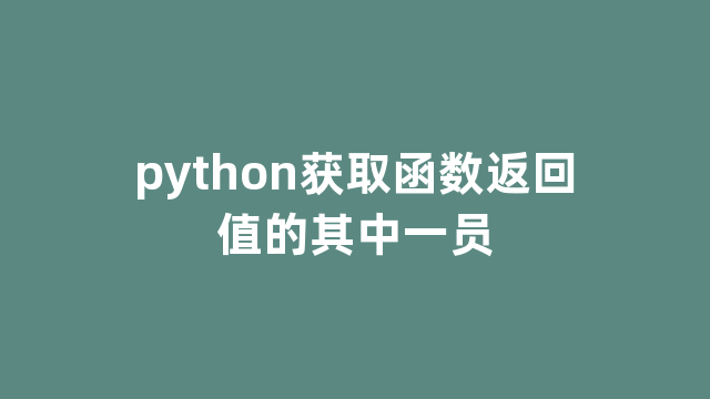 python获取函数返回值的其中一员