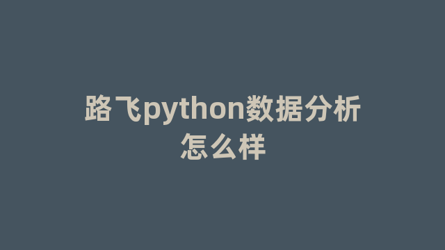 路飞python数据分析怎么样