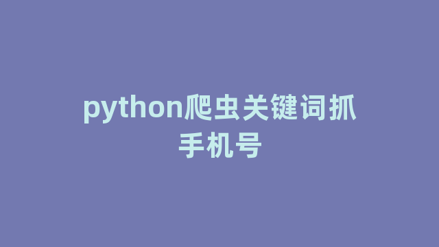 python爬虫关键词抓手机号