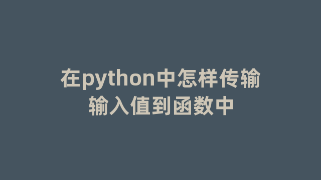 在python中怎样传输输入值到函数中