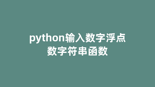 python输入数字浮点数字符串函数