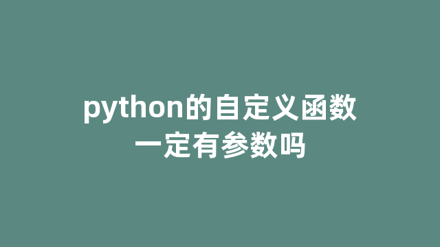 python的自定义函数一定有参数吗