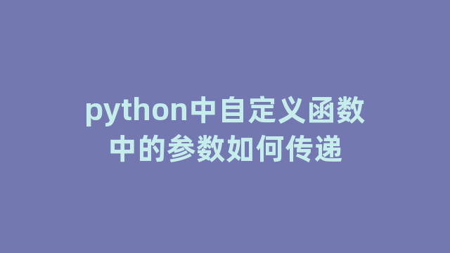 python中自定义函数中的参数如何传递