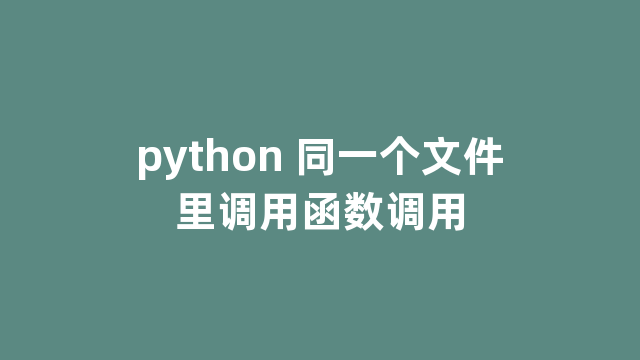 python 同一个文件里调用函数调用