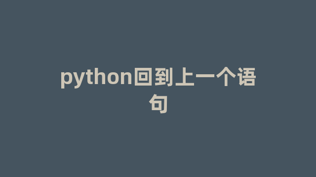 python回到上一个语句