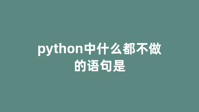 python中什么都不做的语句是