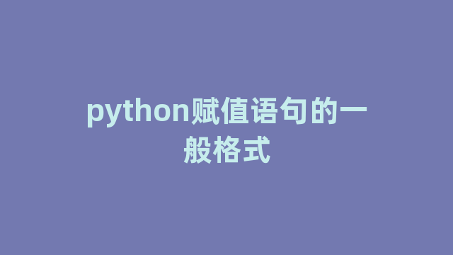 python赋值语句的一般格式