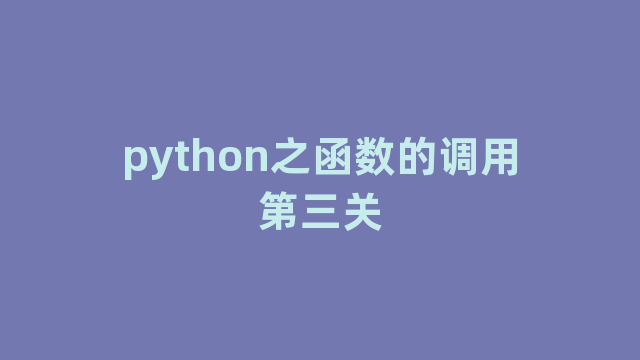 python之函数的调用第三关