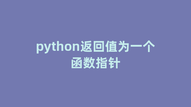 python返回值为一个函数指针