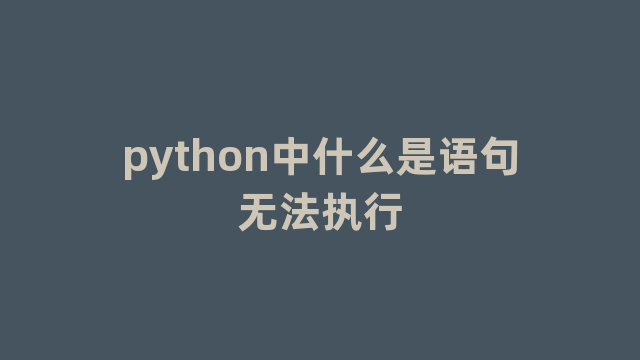 python中什么是语句无法执行