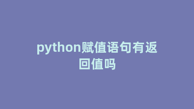 python赋值语句有返回值吗