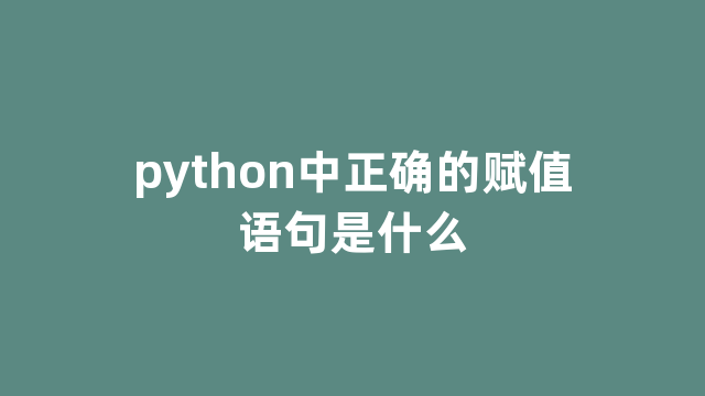 python中正确的赋值语句是什么