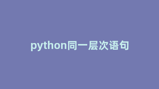 python同一层次语句