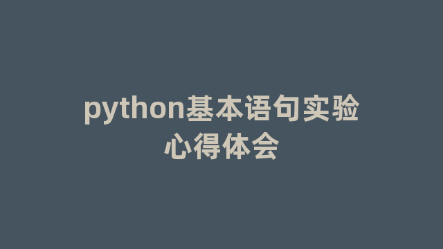 python基本语句实验心得体会