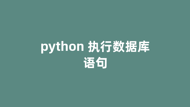 python 执行数据库语句