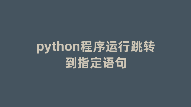 python程序运行跳转到指定语句