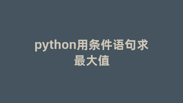 python用条件语句求最大值