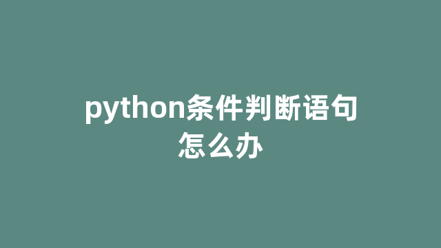 python条件判断语句怎么办