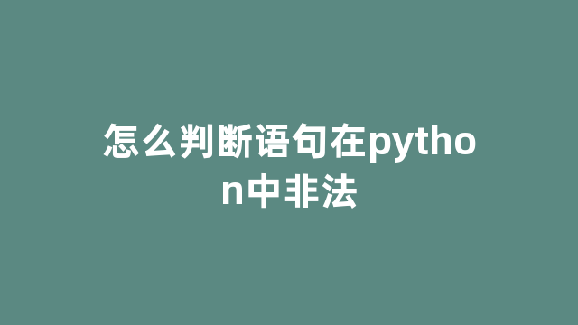 怎么判断语句在python中非法