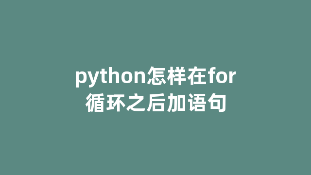 python怎样在for循环之后加语句