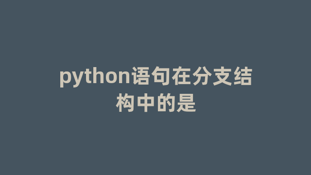 python语句在分支结构中的是