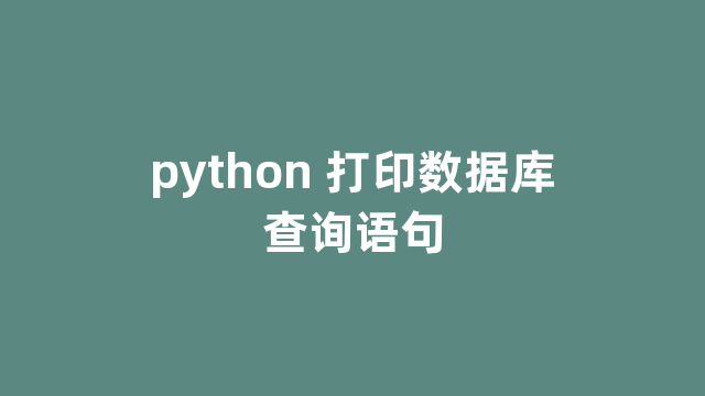 python 打印数据库查询语句