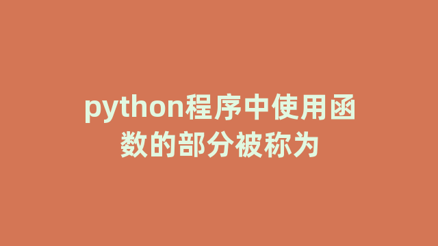 python程序中使用函数的部分被称为