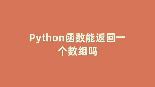 Python函数能返回一个数组吗