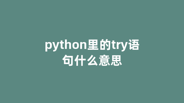 python里的try语句什么意思