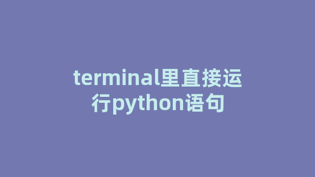 terminal里直接运行python语句